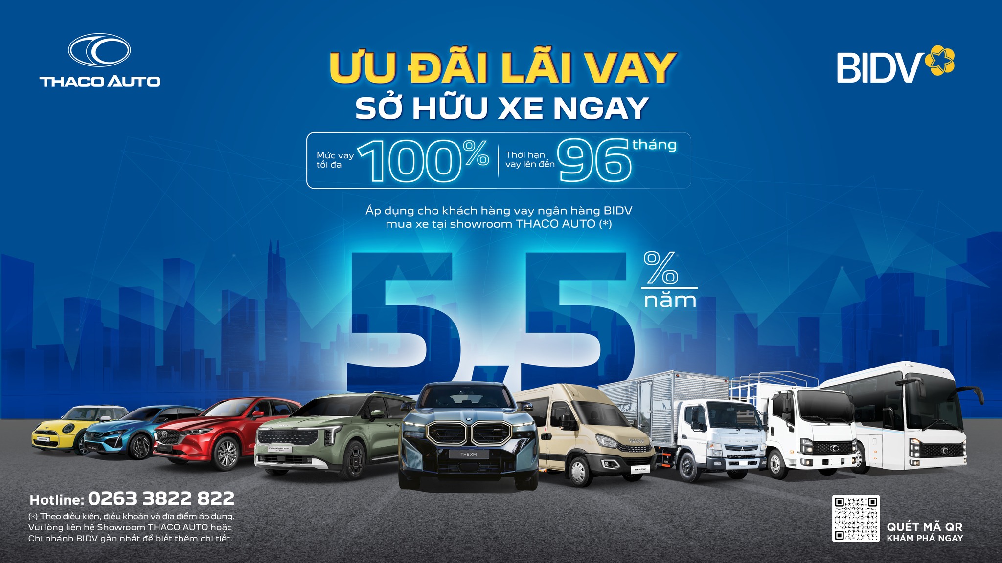 THACO AUTO hợp tác BIDV triển khai gói vay mua xe ưu đãi đến 100% giá trị xe, lãi suất chỉ từ 5,5%/năm