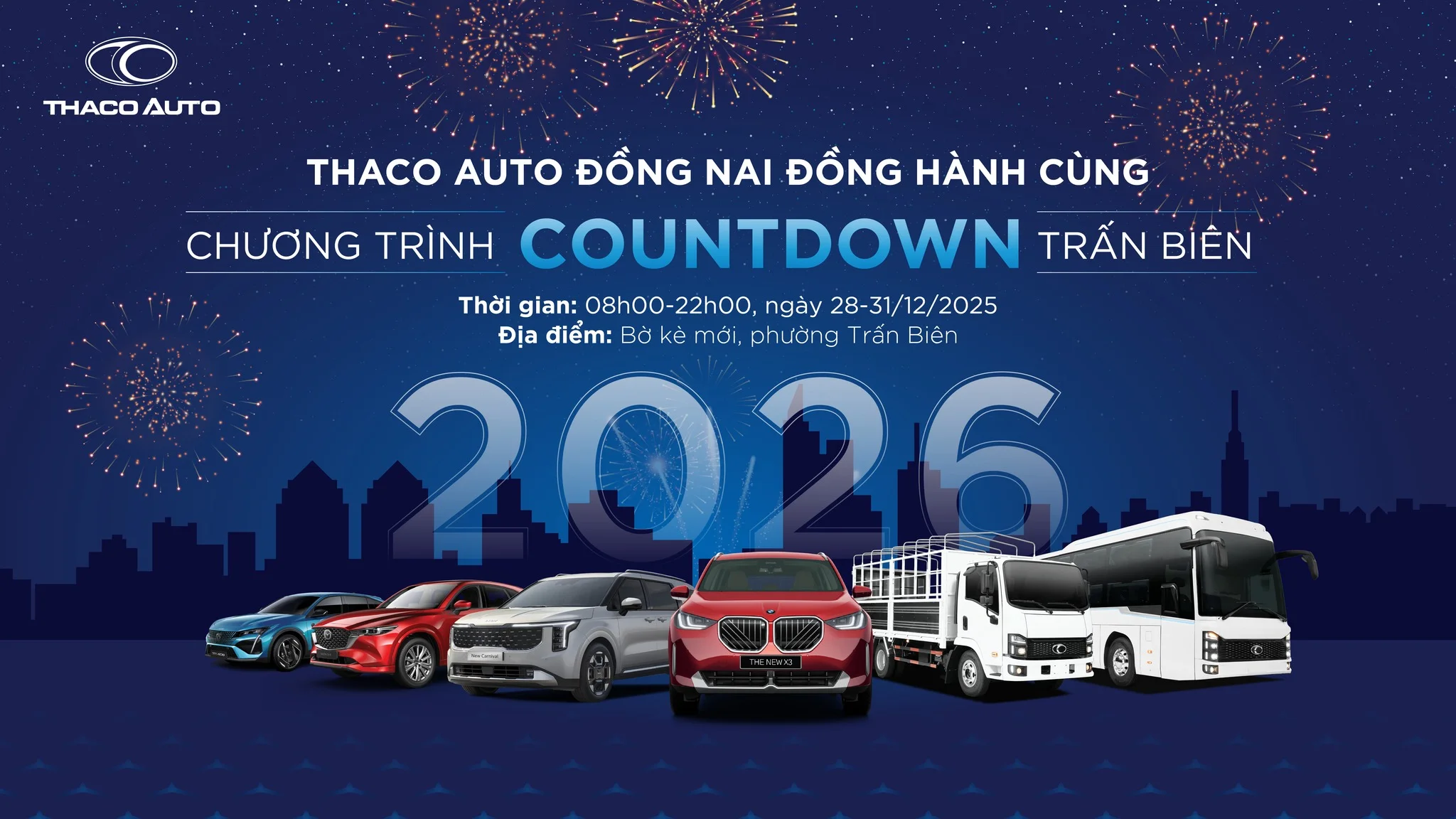 THACO AUTO Đồng Nai đồng hành cùng chương trình Countdown Trấn Biên 2026